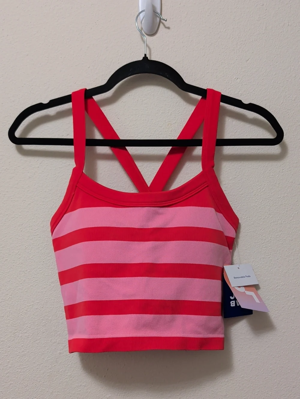 JoyLab Pink and Red Striped Sports Bra Tank